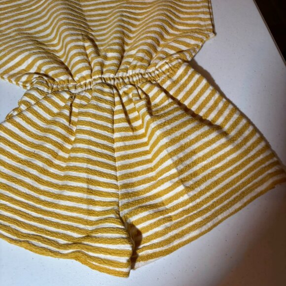 NWT Zara Peanuts Snoopy One Piece Romper Yellow White Stripes - Picture 3 of 11